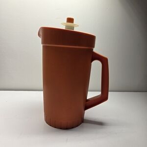 Vintage Harvest Orange Tupperware Pitcher With Push Lid